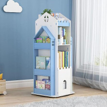 3-Tier Rotary Bookshelf Creative Castle 360 Rotating Bookshelf Multi-functional Home Bookcase Children's Tall Bookcase Floor Standing Book Storage