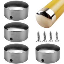 4 Pcs Stainless Steel Ultra-Thin Handrail End Caps 0.4mm for 48mm Round Rails with Screws - Corrosion-Resistant Finish