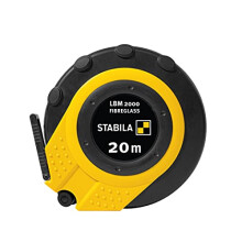 Capsule Tape Measure LBM 2000 Fibreglass, 20 m, Fibreglass Measuring Tape with Metric Scale and Kink Protection, Universal Hook, Shatterproof Capsule,