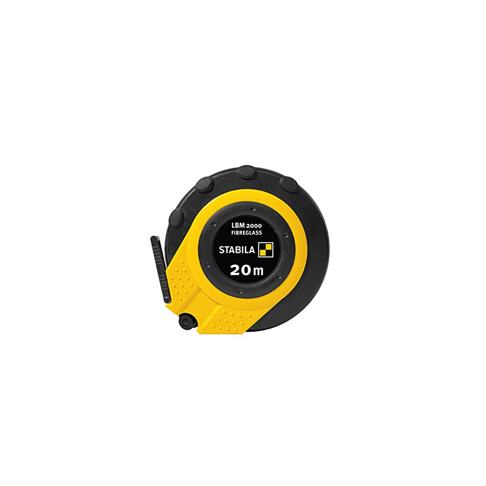 Capsule Tape Measure LBM 2000 Fibreglass, 20 m, Fibreglass Measuring Tape With Metric Scale And Kink Protection, Universal Hook, Shatterproof Capsule