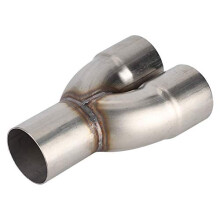 Stainless Dual Pipe,Universal Stainless Exhaust Y Pipe Adapter 2.5in OD inlet to 2.5in ID Dual Pipe