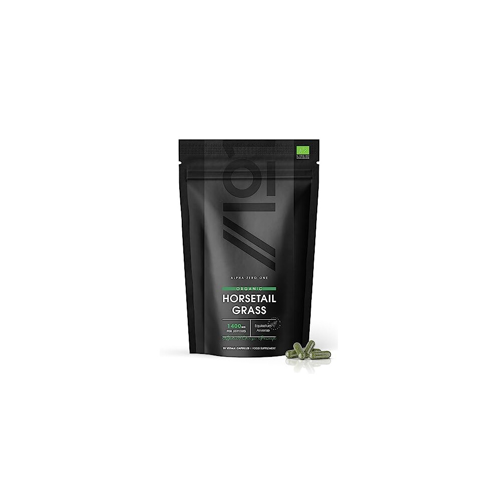 Alpha01 Organic Horsetail 1400Mg - Pure & Potent Powder Â Certified Organic, Non Gmo, Gluten Free, Halal Â 120 Vegan Capsules