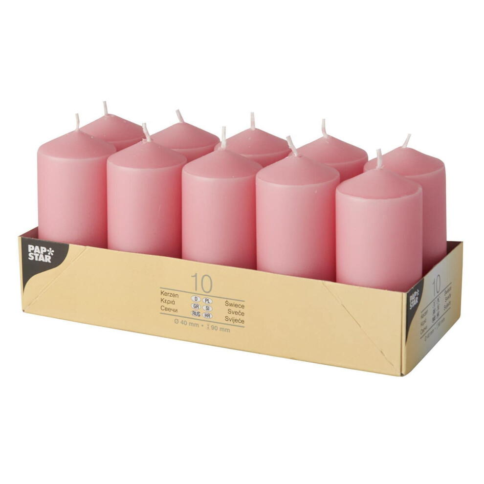 pillar candles, antique rose, 40 mm x 90 mm (10 pieces)-image-OPC-PDVM7RG-NEW