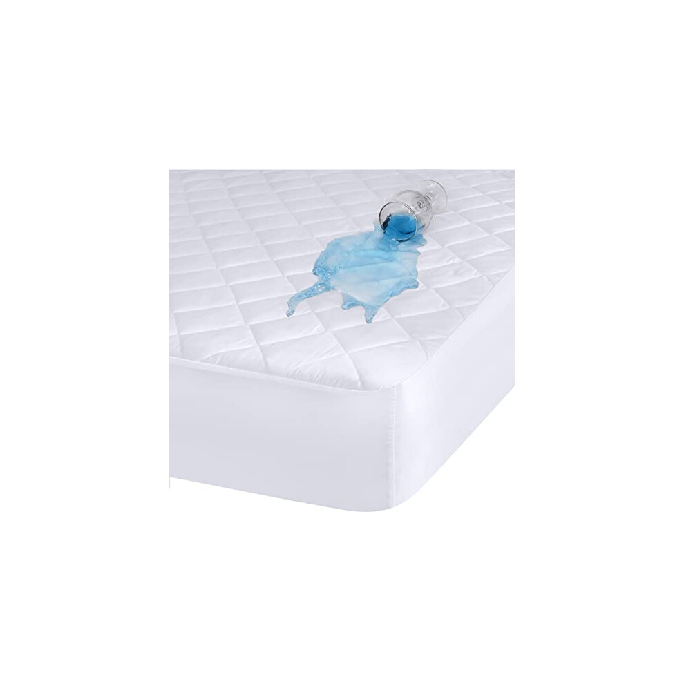 Utopia Bedding Quilted Fitted Waterproof Mattress Protector Double 135X190 Cm, Mattress Cover, Mattress Topper, Waterproof Mattress Pad Stretches Up To 38 Cm Deep White