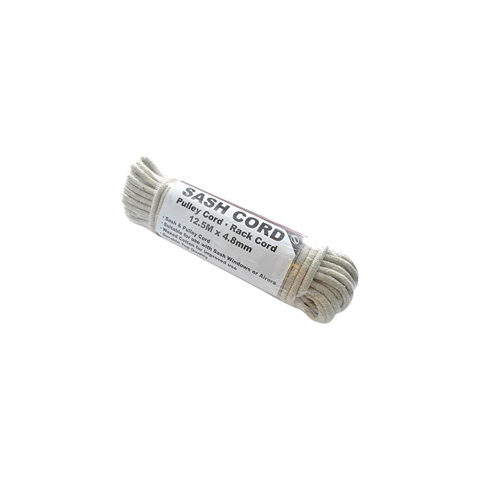 Bh03162 Waxed Cotton Sash Window Pulley Cord, 12.5M X 4.8Mm (40.6Ft X 7/32 Inch), Cream 5013249361660