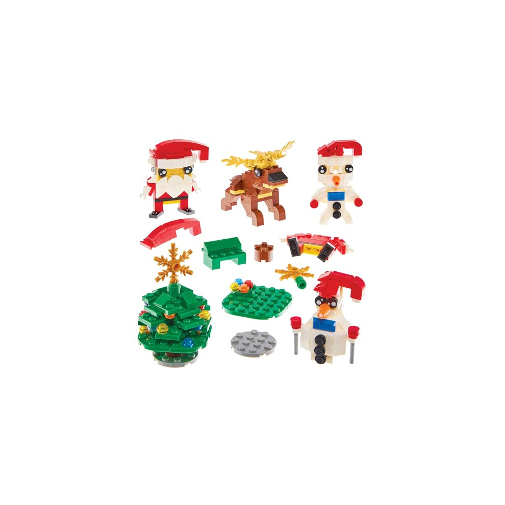 Baker Ross Fx925 Christmas Building Brick Kits - Pack Of 4, Christmas Party Bag Fillers And Stocking Fillers For Kids