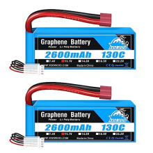 Yowoo 2 Pack 11.1V 2600mAh 130C 3S Lipo Battery with XT60 Connector RC Graphene Battery for E-flite Valiant Parkzone E4F Wildcat Great Planes E-Cub RC