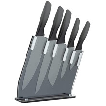 Twilight Knife Block Gift Box | 5 Kitchen Knives Set and Knife Holder with a 10 Year Guarantee | Two Tone Black and Grey, 6-Piece