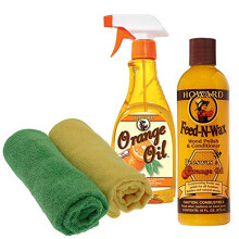 Howard Feed-N-Wax x 1 & Howard Orange Oil x 1 (473ml) with 2 Microfibre Cloths