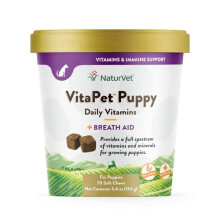 NaturVet, VitaPet Welpe, Tägliche Vitamine + Atemhilfe, Für Welpen, 70 Weiche Kauartikel, 5,4 Unzen (154 g)