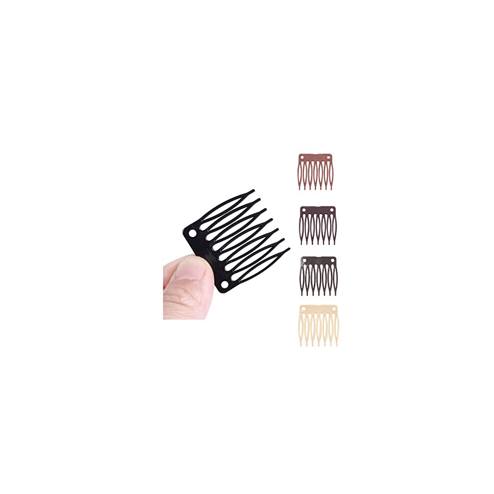 Lotto Di 50 Fermagli A Pettine Per Capelli In Plastica Parrucche Pettini Fermagli Per Capelli A 7 Denti (Nero)-image