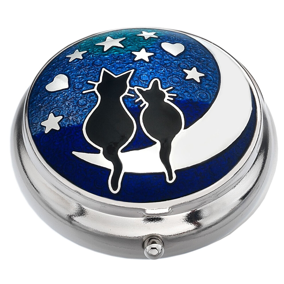 Sea Gems Presented By Celtic Glass Designs Pill Box In A Cats On Moon Design.