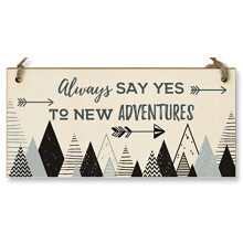 Handmade Wooden Hanging Wall Plaque Always Say Yes to New Adventures Motivational Inspirational Decorative Sign Minimalist Design