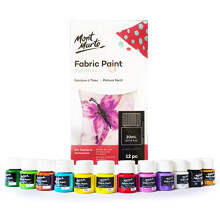 Fabric Paint Set – 12 Pieces x 20ml – Permanent Textile Paints – Ideal Colours for Clothing, Bags and All Fabrics