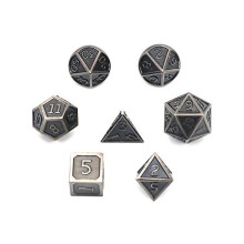 7 PCS Metal Dice Set DND Game Polyhedral Solid Metal D&D Dice Set with Storage Bag and Zinc Alloy with Enamel for Role Playing Game Dungeons and