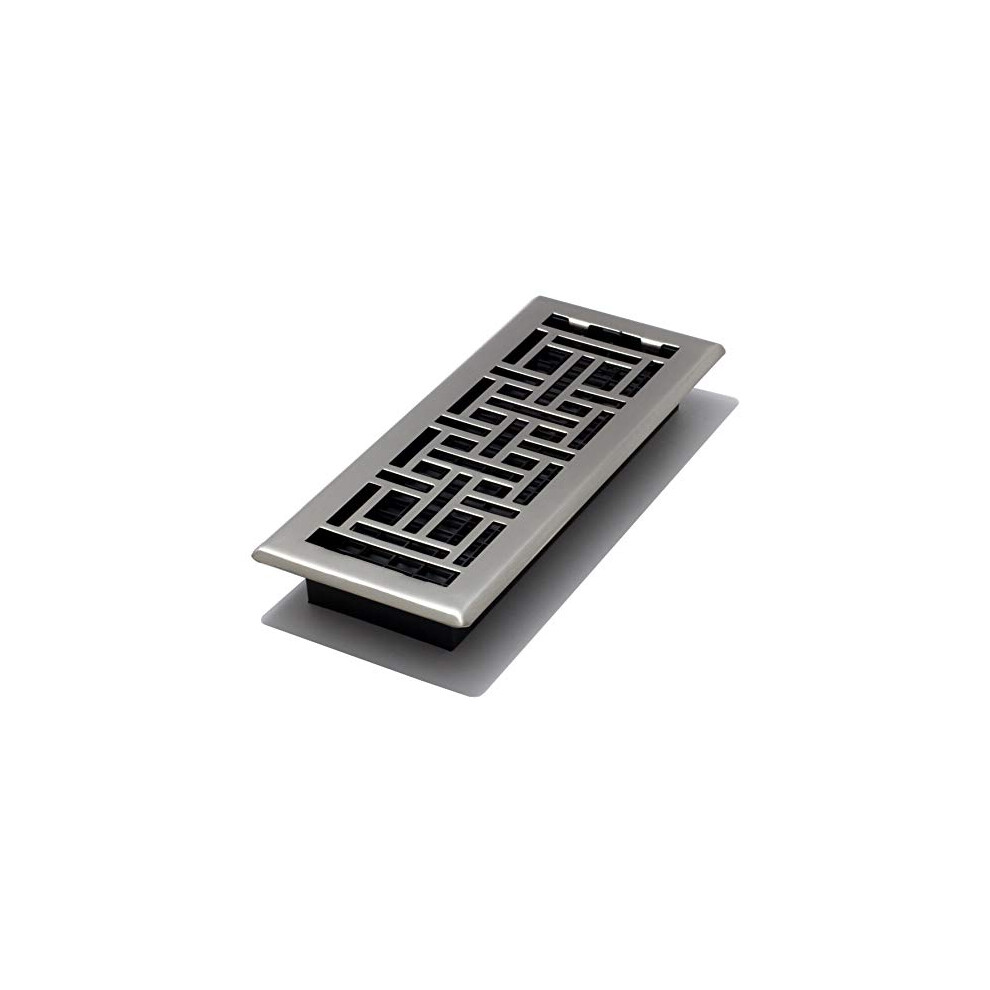 AJH412-NKL Oriental Floor Register, Brushed Nickel Finish, 4 x 12-Inch