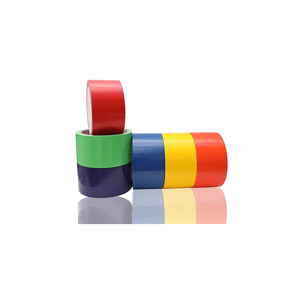 6 Colored Duct Tapes 50Mm X 9.14M, Strong, Flexible, Waterproof And Tear By Hand, Multi Purposes Bright Colors Duct Tapes Great For Diy Art Kit Home 732236860690