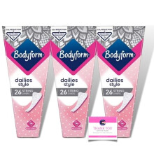 Bodyform Dailies String Panty Liners - 3 Packs of 26, Comfortable and Discreet Daily Protection (78 Panty Liners)