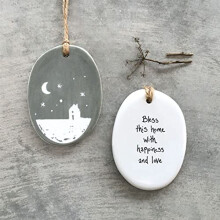 Porcelain Hanger 'Bless this home', Hanging New House Gift, Home Decoration, Friendship Gift, Moving Home Keepsake,