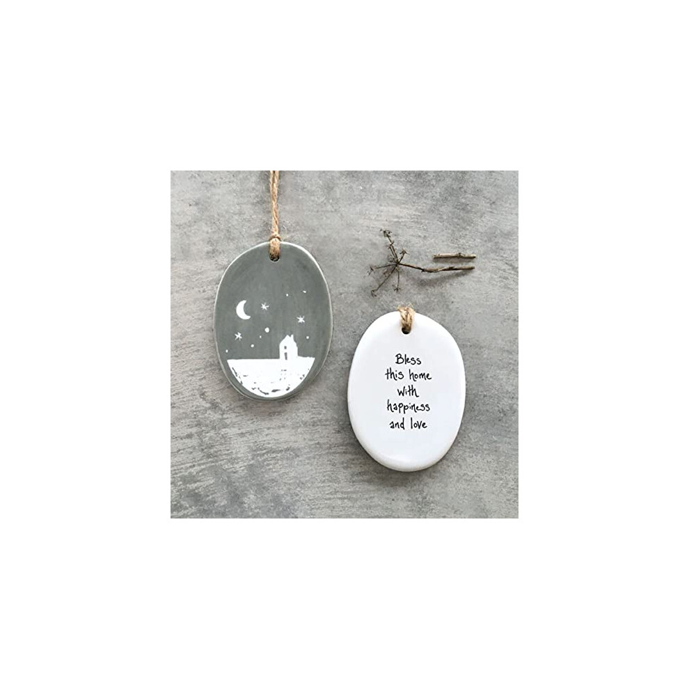 East Of India Porcelain Hanger 'Bless This Home', Hanging New House Gift, Home Decoration, Friendship Gift, Moving Home Keepsake,