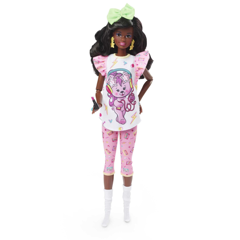 Barbie Doll, Curly Hair, 80S-Inspired Slumber Party, Rewind Series, Nostalgic Collectibles And Gifts, Clothes And Accessories, Hjx19 Black
