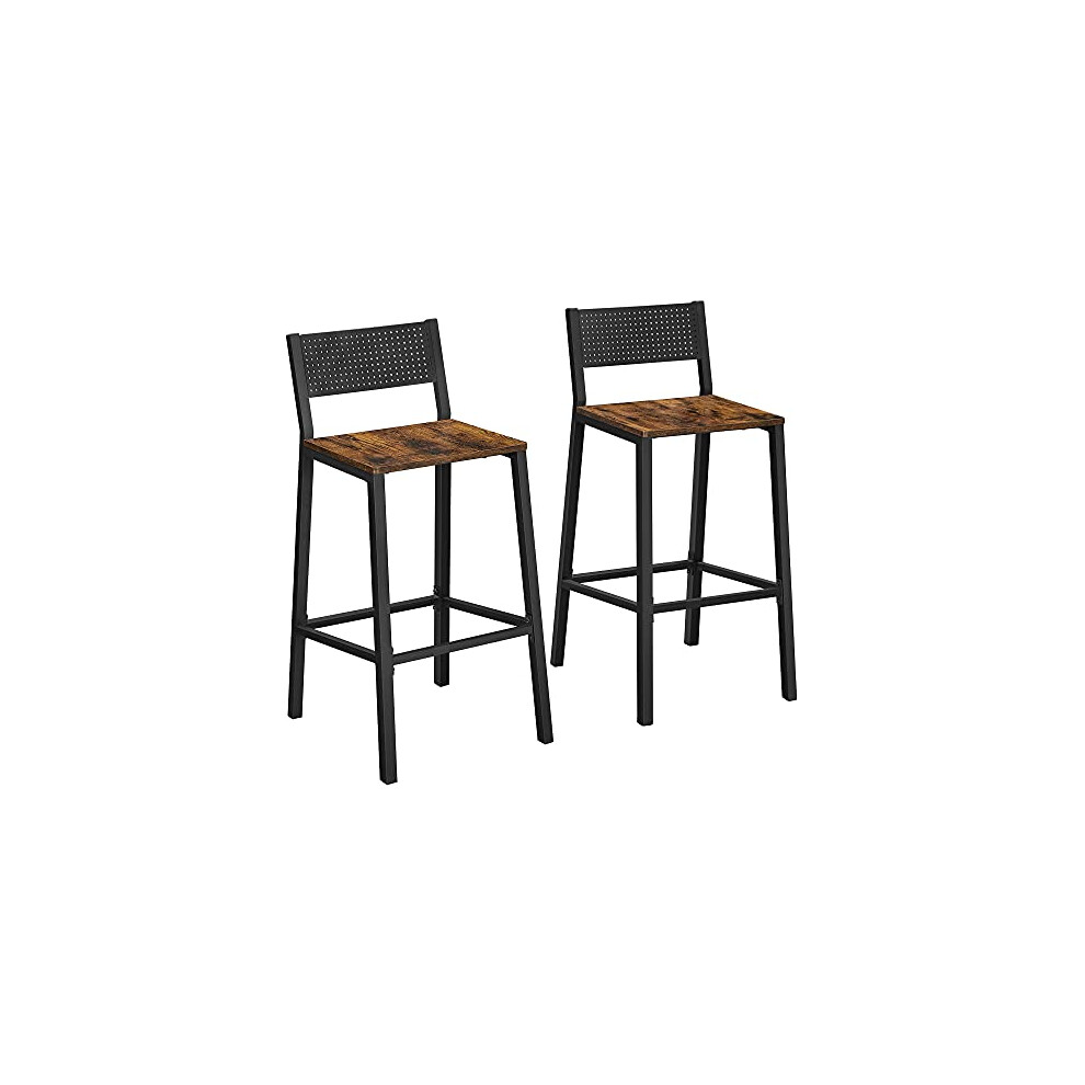 Breakfast Kitchen Bar Stool Set of 2, Counter Chairs, for Kitchen, Dining Room, Office, Industrial Style, Rustic Brown and Black LBC070B01