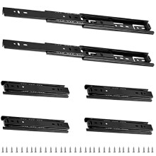 6 PCS 200mm Drawer Slides Runner, 8 Inch Side Mount Ball Bearing Drawer Glides Sliding Rails with Screws for Cabinet, Drawers, 45Kg Capacity, Black