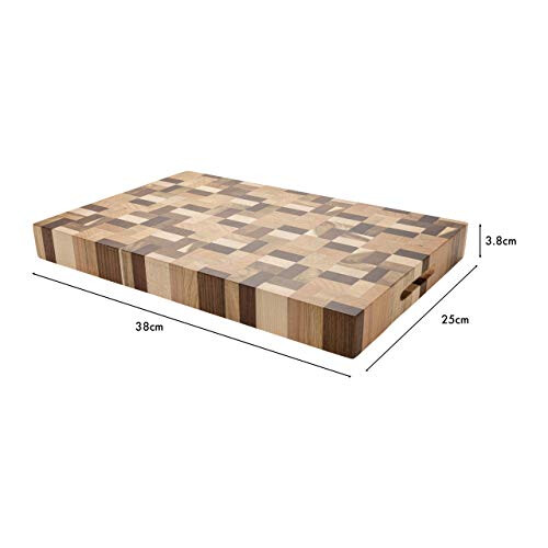 Grunwerg Rockingham Forest Luxury End Grain Multi-Wood Rectangular Chopping Board, 38 x 25 cm 1