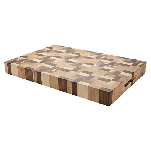 Grunwerg Rockingham Forest Luxury End Grain Multi-Wood Rectangular Chopping Board, 38 x 25 cm