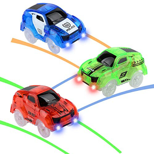 Voiture Télécommandée VGEBY Avec 6 LED, Musique Et Effets Lumineux – Piste Compatible, 3 Vitesses – Jouet RC Pour Enfants (Bleu)