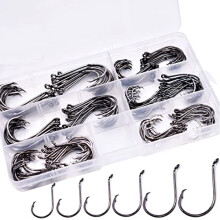 150pcs/Box Octopus Fishing Hooks Set Barbed Sport Circle Hooks Sea Fishing Terminal Tackle Hooks Size 1/0~6/0 (150pcs/box 7384 sport circle hooks)