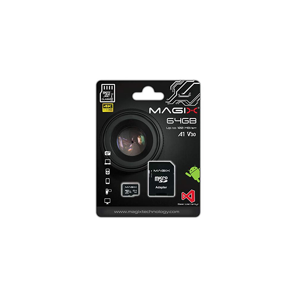 64Gb Microsd Card Class10 V30 U3, Read Speed Up To 95 Mb/S, 4K Series (Sd Adapter Included) 5060675850077