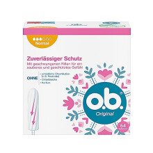 Original Normal Tampons for Medium/Stronger Days, StayDry Technology & Curved Grooves, Reliable Protection & Clean Feel (64 Pack)