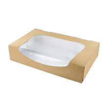 Window Treat Box, Kraft Bown Large Bakery Boxes For Cookies, Pastries, Cakes, Mufffins, Pizza, Sandwiches, Takeaways | 7.7" x 4.6" x 1.5" | Pack of 10