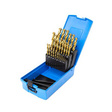 09565M25 High Speed Steel Split Point Titanium Coated Jobber Drill Set, 1mm-13mm Diameter, 1.0mm Increments, 25 Piece