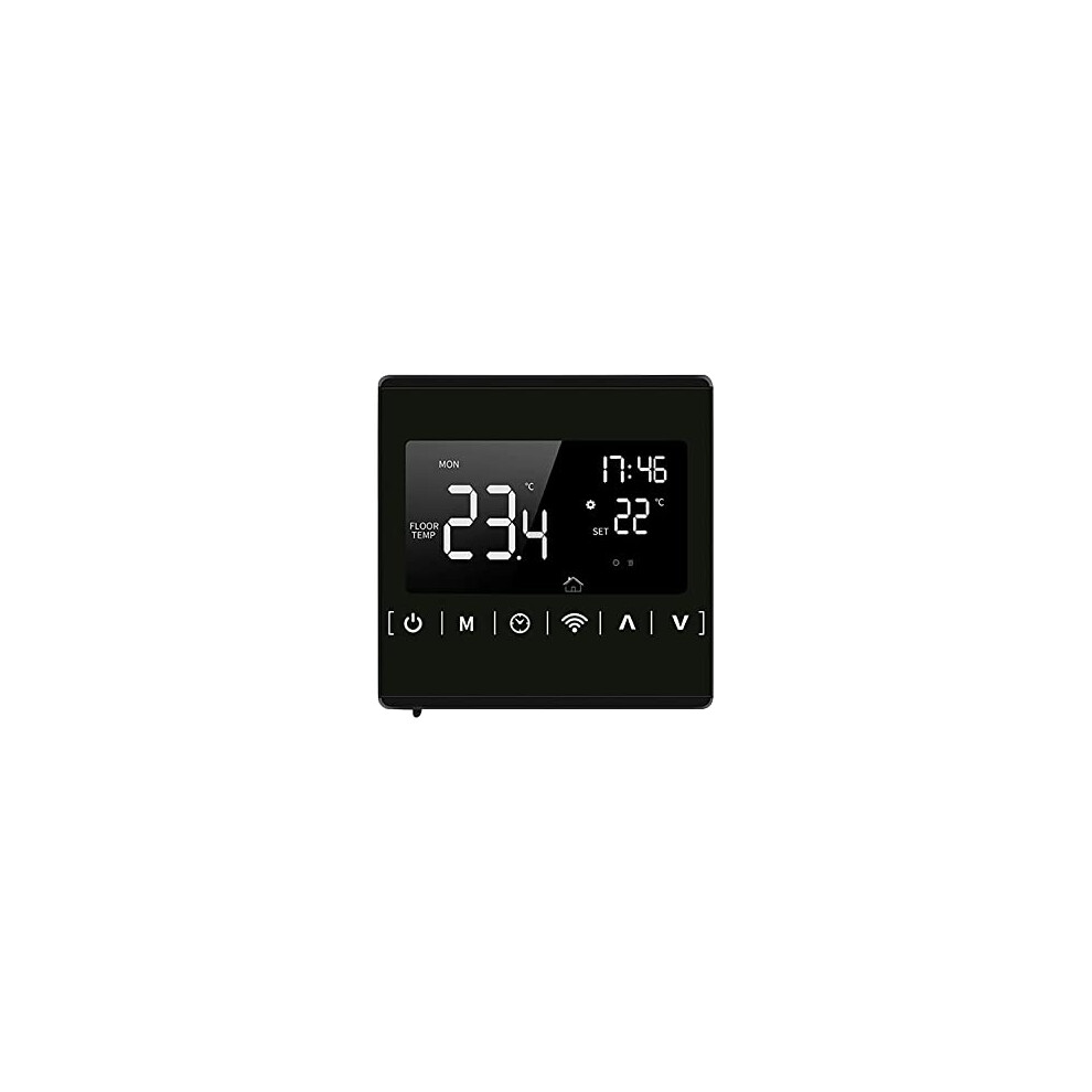 Smart Thermostat Programmable LCD Touch Screen Thermostat For Electric Floor Heating System WiFi Tuya Room Temperature Controller (Black Electric