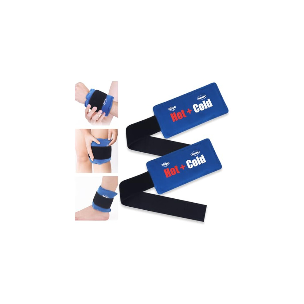 Hilph Ice Packs For Injuries, Reusable Hot Cold Compress Gel Ice Pack With Adjustable Strap For Muscle Pain, Swelling, Inflammation, Multi-Purpose Fits For