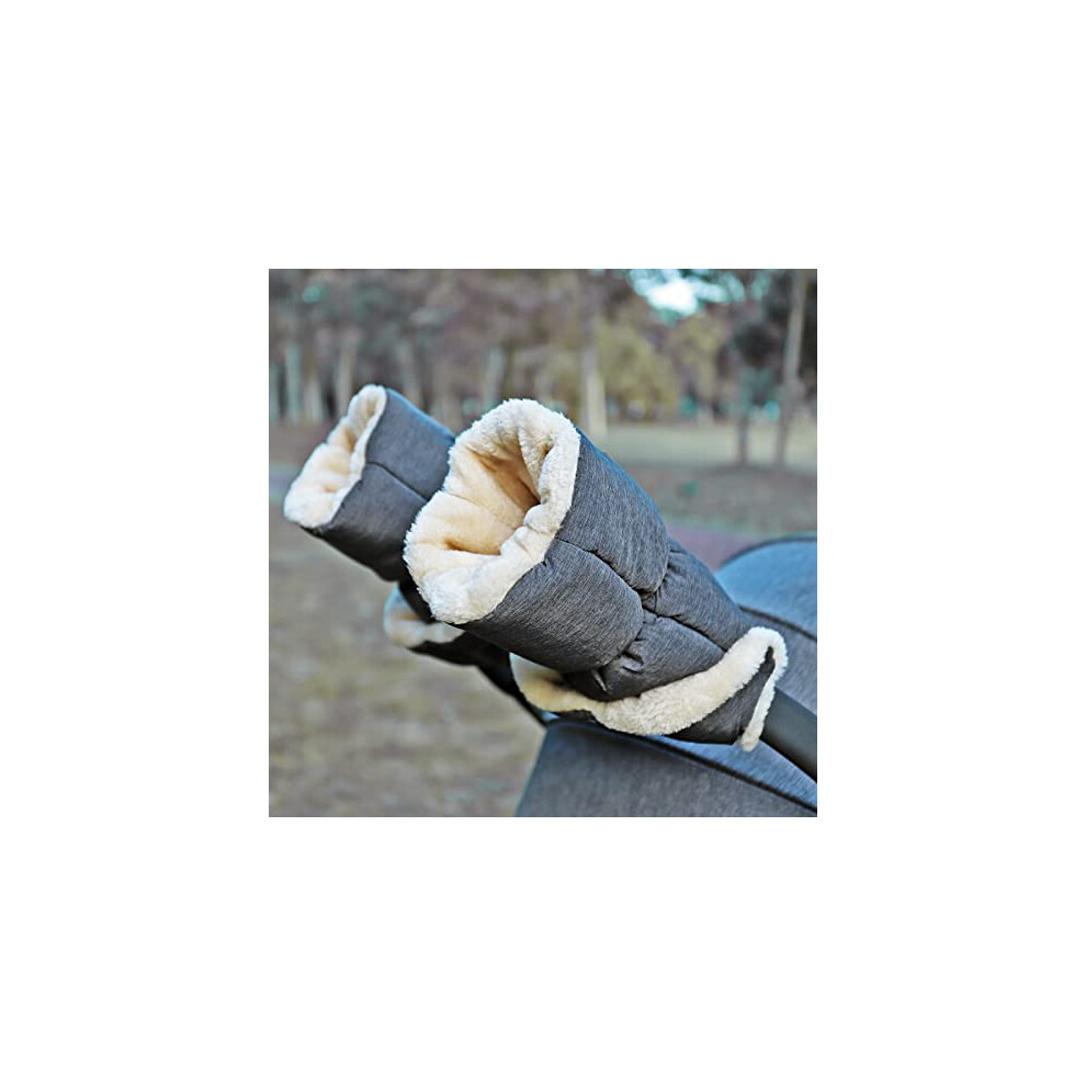 Stroller Gloves Sheepskin Pram Gloves Double Stroller Fleece