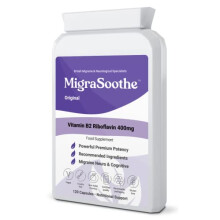 Premium Vitamin B2 Riboflavin 400mg per Capsule 120 Days Supply - Migrasoothe-B Pharma Manufacturing Standards UK Made Migraine Support, Stress,
