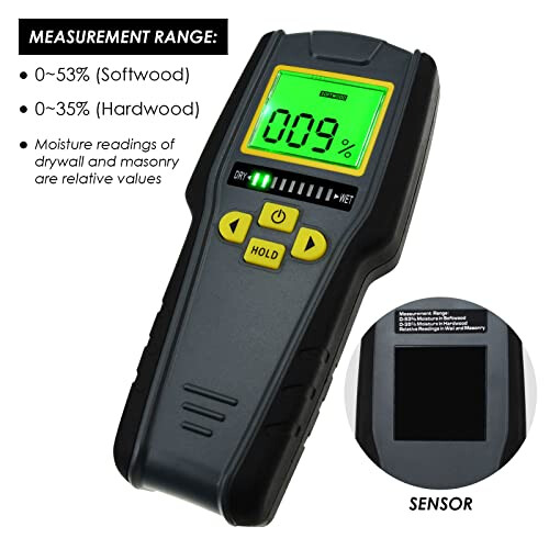 Timber Scanner Digital Pinless Non-invasive Inductive Moisture Meter Hard Soft Wood ...