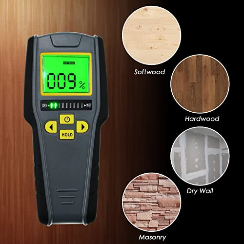 Timber Scanner Digital Pinless Non-invasive Inductive Moisture Meter Hard Soft Wood ...