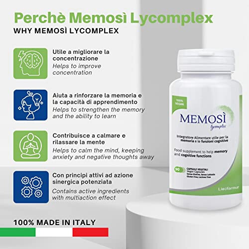 Memosì Lycomplex Supplement to Support Memory, Cognitive Function and to Help Concentration 90cps 1
