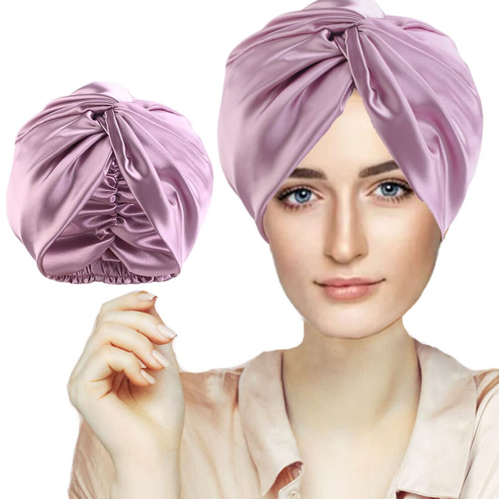 Silk Hair Bonnet Hair Wrap for Sleeping, Imitation Silk Bonnet Sleep Night Cap for Women Hair Care, Double Layer Soft Silky Head Scarf Match Strong