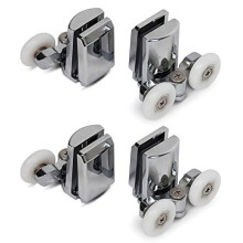 Stainless Steel 23mm Shower Door Twin Rollers Runners – Set of 4-Top & Bottom