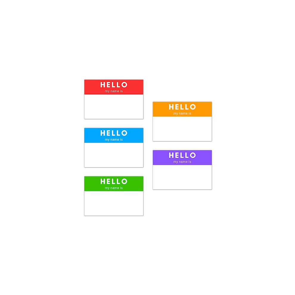 Hello My Name is, Labels Stickers, 5 Colours - 7.5 x 5cm, Pack of 250