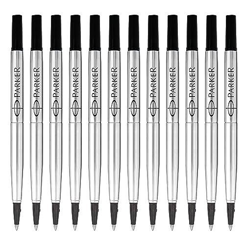 Parker Rollerball Pen Refills | Medium Point | Black QUINK Ink | 12 Count