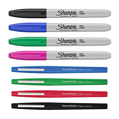 Sharpie Permanent Marker & Paper Mate Flair Felt Tip Pen Kit | Assorted Colours | 16 Count 1