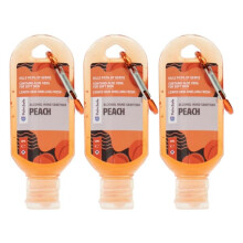 Palm Safe Peach 3 Pack 60ml Anti Bacterial Premium Hand Sanitiser Travel Size Refillable Clip Bottle Quick Drying Non Sticky Extra Moisturising Kills