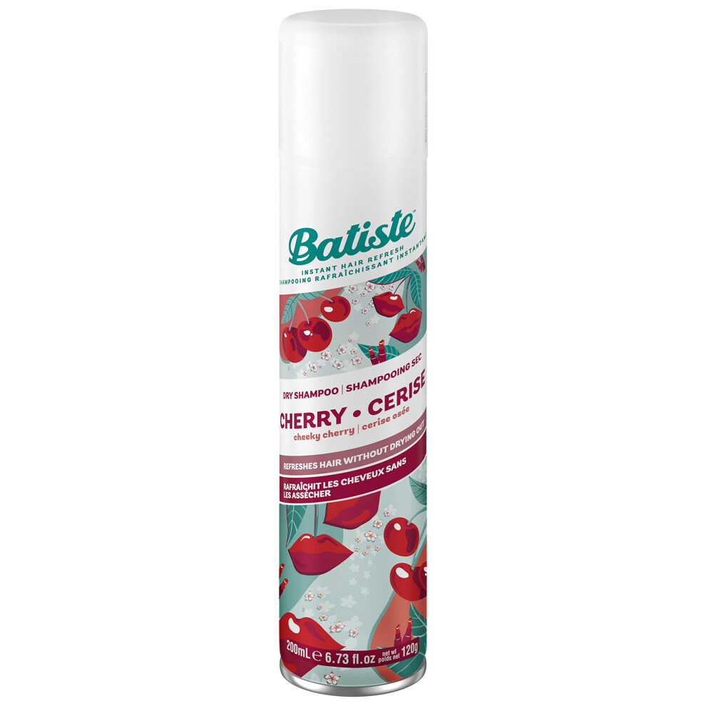 Dry Shampoo in Cherry 200ml, Cool and Retro Fragance, No Rinse Spray to Refresh Hair in Between Washes