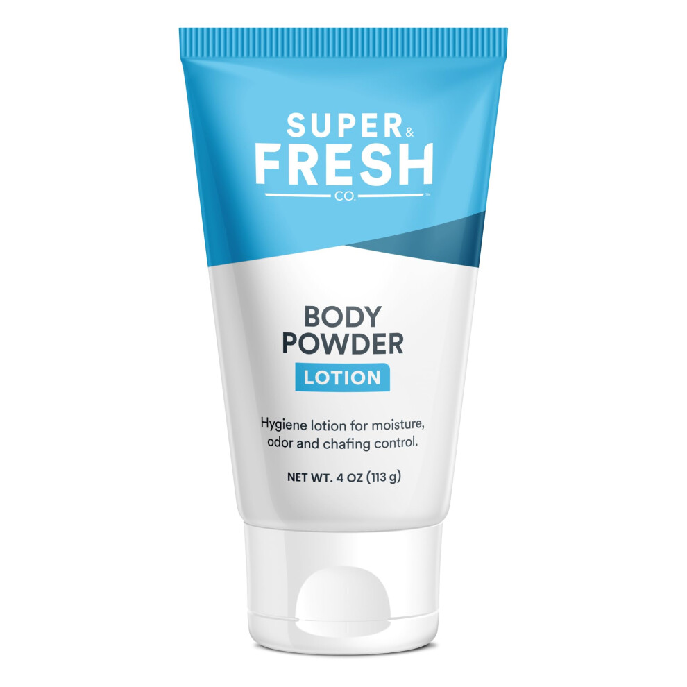 Sweatblock Super Fresh Body Powder Lotion By - Talc Free, Anti-Chafing, Deodorizing, Natural Ingredients - No Mess Body Powder Lotion For Men And